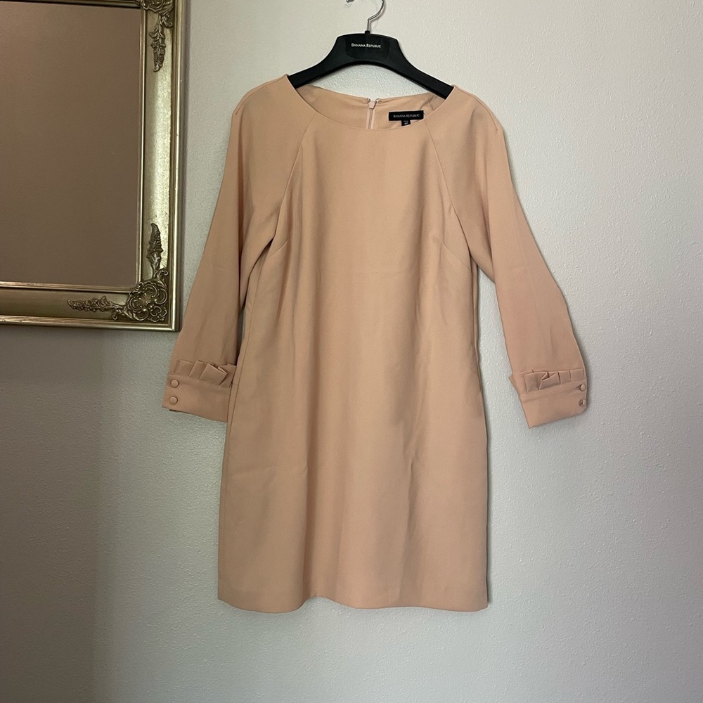 Banana Republic Peach Long-Sleeve Shift Dress